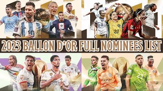 2023 Ballon dOr Full Nominees List Men Women Kopa Trophy amp Yashin Trophy [upl. by Yroc]