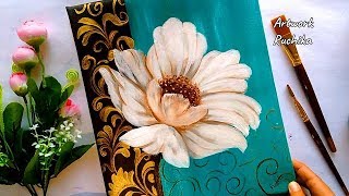 Beautiful Flower Painting  Acrylic Painting Tutorial [upl. by Karli]