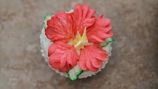 How to Decorate Cupcakes Hibiscus Flower [upl. by Nesyrb]