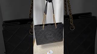 Tory Burch Fleming soft chain tote Black Lambskin Shoulder Bag [upl. by Darrin794]