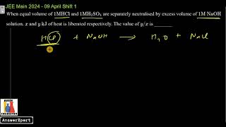 When equal volume of 1 M HCl and 1M H2SO4 are separately neutralised by excess volume of 1 M of NaOH [upl. by Nelo]