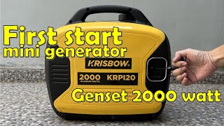 Cara nyalakan Genset krisbow KRPI20 Inverter pertama kali silent mini generator portable genset [upl. by Lraep395]