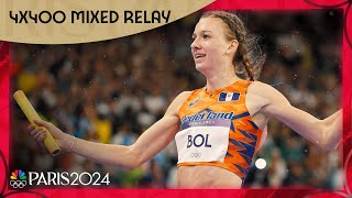 Femke Bol tracks down US team to win 4x400 mixed relay for Netherlands  Paris Olympics [upl. by Walkling]