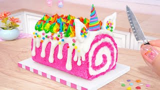 Unicorn Cake Roll 🦄 How To Make Softest Miniature Sponge Roll Cake 🍰Best of Mini Cakes [upl. by Araccat]