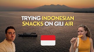 TRYING INDONESIAN SNACKS IN SNORKELING HEAVEN  GILI AIR VLOG [upl. by Echo258]