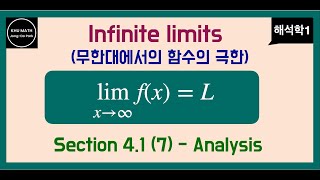 해석학1 41절 7  무한대에서의 함수의 극한 [upl. by Adnorahc]