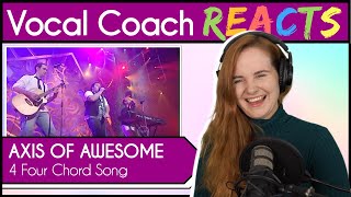 Vocal Coach reacts to Axis of Awesome  4 Four Chord Song Live [upl. by Atiekan218]