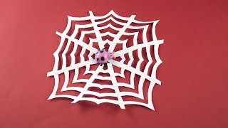 How to make a paper spider web Cobweb for Halloween Paper craft [upl. by Gae]