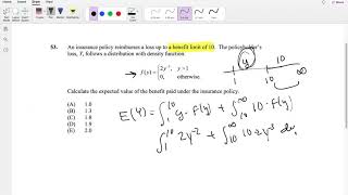 SOA Exam P Question 53  Expected Value of Payment with Maximum Benefit [upl. by Nemra]