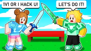 I Found A Fake Hacker So I 1v1d Her Roblox Bedwars [upl. by Shinberg]