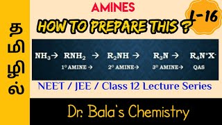 Alkylation of Amines in Tamil  NEET JEE Class 12 Lecture Series preparationofalldegreeamines [upl. by Aisila]