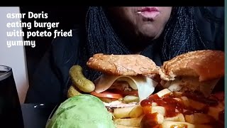 asmr Doris eating burger with poteto fried yummy [upl. by Razec]