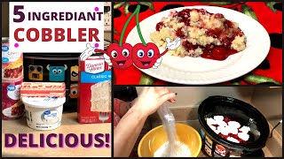 CROCKPOT CHERRY COBBLER CROCKPOT CHERRY COBBLER USING A BOX CAKE MIX [upl. by Akyssej422]