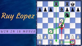 Ruy Lopez  Win in 18 moves  Tarraschs Trap  Chess Opening Traps [upl. by Noyrb]