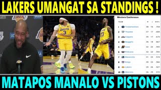 BREAKING Lakers WIN ULIT UMANGAT sa STANDINGS matapos MANALO vs DETROIT PISTONS [upl. by Harbour]