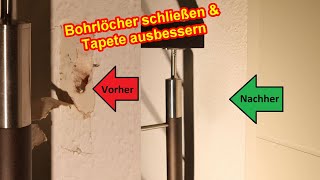 Bohrlöcher verschließen – Bohrlöcher bei Rauhfaser Tapete schließen  Löcher in Wand ausbessern [upl. by Analli214]