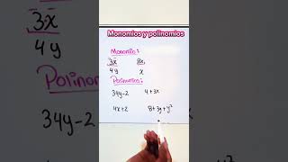 Monomio y polinomios shorts maths [upl. by Marylou]