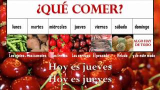 Qué comer karaoke  Food vocabulary in Spanish with days of the week [upl. by Lainahtan]