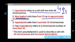 Hypodiploid  Nearhaploid Hyperdiploid  highhyperdiploidy [upl. by Fridell473]