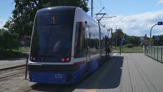 Poland Bydgoszcz tram 1 ride from Rondo Grunwaldzkie to Stawowa [upl. by Ranitta811]