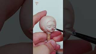 Polymer clay art doll tutorial  head sculpting and painting [upl. by Brader]