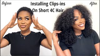 Finessing My Super Short 4C Hair with 3a3b ClipIn Extensions [upl. by Aniez470]