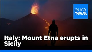 Spectacular display as Mount Etna erupts in Sicily  euronews 🇬🇧 [upl. by Anivel]