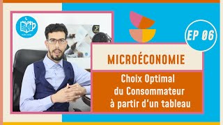 CAFE ECO EP 06 Microéconomie S1 Choix Optimal du Consommateur à partir dun tableau Darija [upl. by Nnoj]