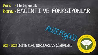 Matematik  BAĞINTI VE FONKSİYONLAR Auzef Ünite 4 soru ve çözümleri [upl. by Leirraj533]