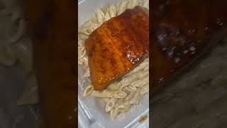 Honey 🍯 garlic 🧄 salmon 🍣 and Rasta pasta food jamaicanjerk [upl. by Silloc]