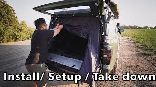 Topper Tent GFC Non Carpet Lined Topper  Install Setup Take Down 3rd gen Toyota Tacoma [upl. by Ennahtur38]