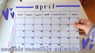 DIY how to make a monthly calendar  aesthetic  so cute [upl. by Ferino]