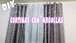 DIY  COMO HACER CORTINAS CON ARGOLLAS  AROS O HOJALETES  Elizabeth MC [upl. by Ojyma]