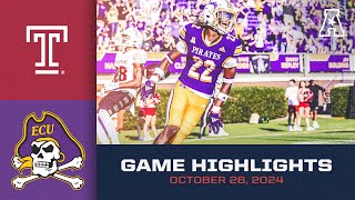 Game Highlights Temple vs East Carolina Oct 26 2024 [upl. by Eeltrebor267]