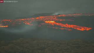 Jun 14 2024 Lava Breakout from the North Lava Lake at Iceland Volcano [upl. by Naiditch]