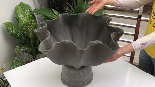 Extremely simple pot making skills from fabric and cement  Cement craft ideas [upl. by Euhsoj]