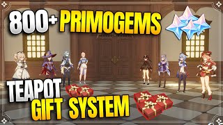 Free 800 Primogems Up to 1280  Teapot Gift System Guide 【Genshin Impact】 [upl. by Aiynot]