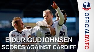 EIDUR GUDJOHNSEN  Striker volleys home from a Heskey knockdown [upl. by Ellenhoj14]