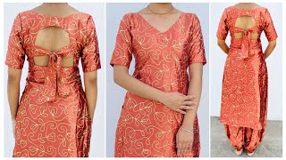 Alia Cut Kurti With Beautiful Back Design  Cutting And Stitching  Very And Simple Tutorial [upl. by Jaban]