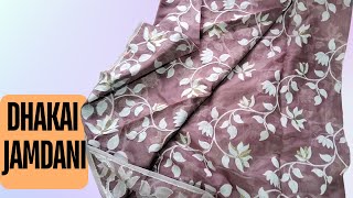 Dhakai Jamdani Floral Print Lata Design Saree Without Blouse [upl. by Jarlen]