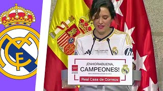 Ayuso destaca que el Real Madrid es un equipo quottan madrileño como internacionalquot  Tour Champions [upl. by Arnst]