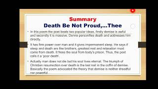 Death be not proud By John Donne Critical Appreciation SummaryCritical AnalysisThemes [upl. by Dorrie]