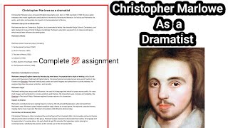 Christopher Marlowe as a Dramatist  contribution of Marlowe to drama devolvement [upl. by Eibbed]