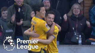 Pablo Sarabias stunning volley puts Wolves level against Tottenham  Premier League  NBC Sports [upl. by Ahsekin]