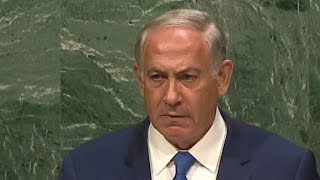 Netanyahu gives UN long silent glare over Iran threats [upl. by Ettevey537]