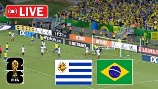 Brazil vs Uruguay Live Football  2026 Fifa World Cup Qualifiers  Bra vs Uru live CONMEBOL [upl. by Reine]