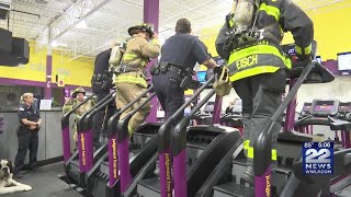 Greenfield officers and firefighters climb stairs to honor 911 victims [upl. by Savill]