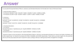 Please calculate the Expected Rate of Return Variance and Standard Deviation for the data [upl. by Brottman685]