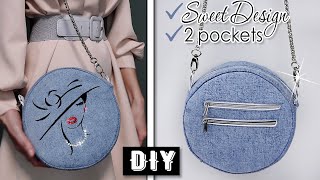 Lovely DIY Purse Bag Denim Tutorial Shiny Rhinestones ASMR With Relax Sounds [upl. by Iphigeniah]