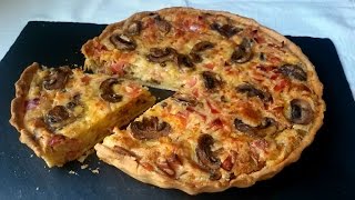 Quiche de jamón y queso con champiñones Pastel salado muy fácil [upl. by Khajeh]